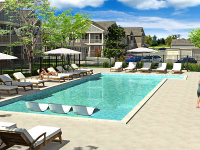 Luxurious swimming pool at Springs at Cobblestone Lake in Apple Valley, Minnesota