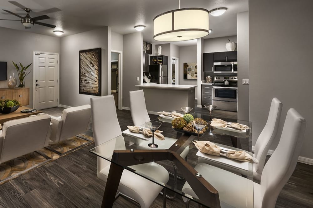 Modern model living room at Avenue 25 in Phoenix, Arizona