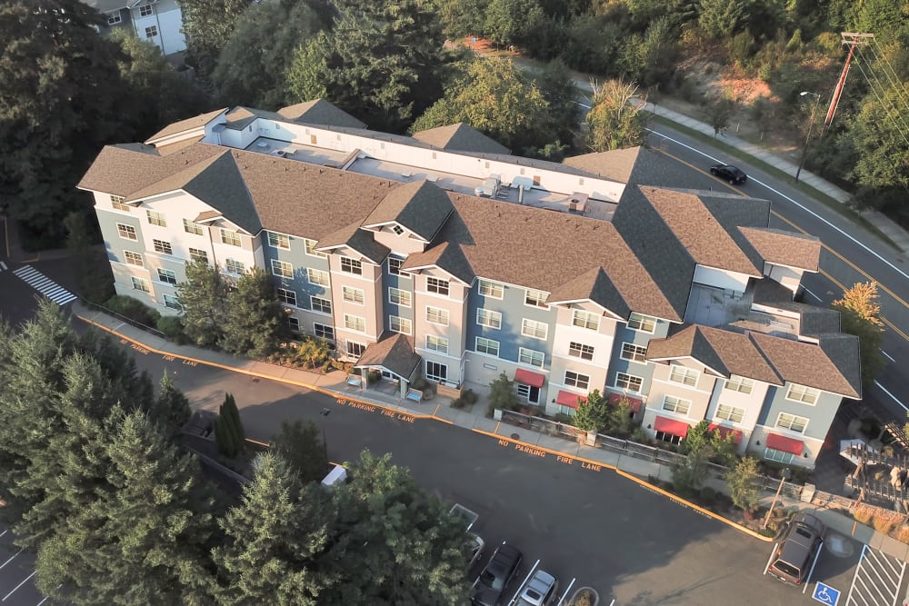 Aerial view of The Creekside in Woodinville, Washington