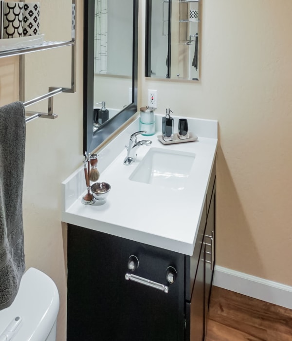 bathroom sink at Lincoln Glen in Sunnyvale, California