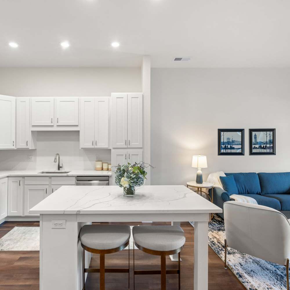 Kitchen with dining area at Henrietta Place in Rochester. NY