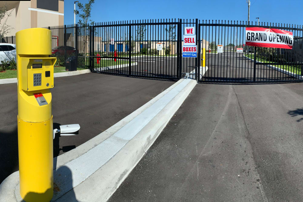 Security entrance at Pompano Beach, Florida near Top Self Storage