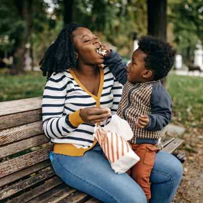 Resident and her child near Kensington Crossings in Houston, Texas