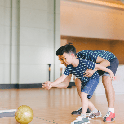 A father and son bowling near Coleville in Coleville, California