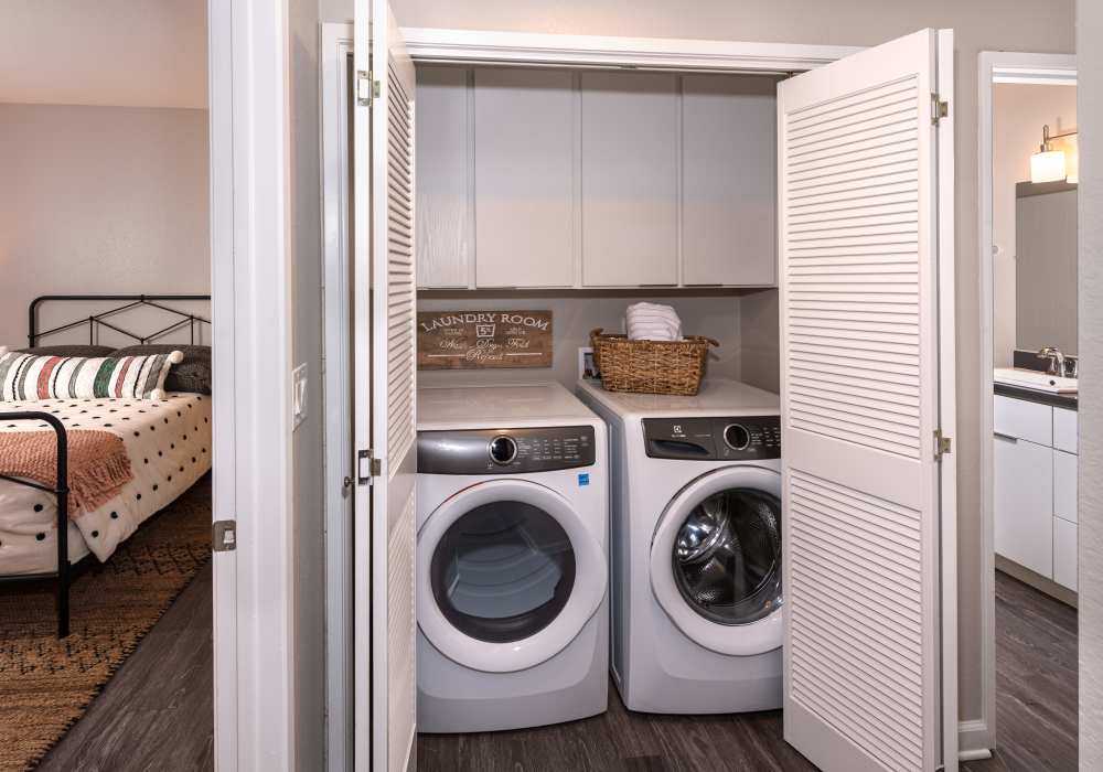 Washer and dryer at Cotton Wood Apartments in Dublin, California