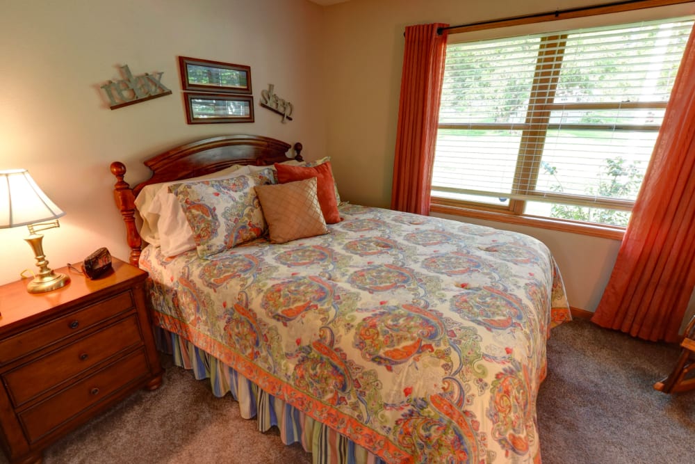 Resident bedroom at Garnett Place in Cedar Rapids, Iowa.
