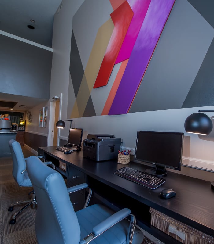 Computer area at Silver Springs Apartments in Wichita, Kansas