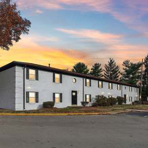 Exterior of apartment building at Charleston Square Apartments in Columbus, Indiana