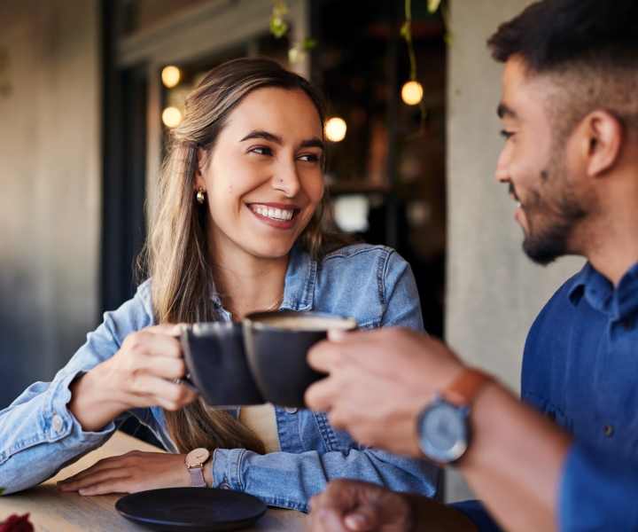 Residents having coffee near The Falgrove Apartments in Omaha, Nebraska