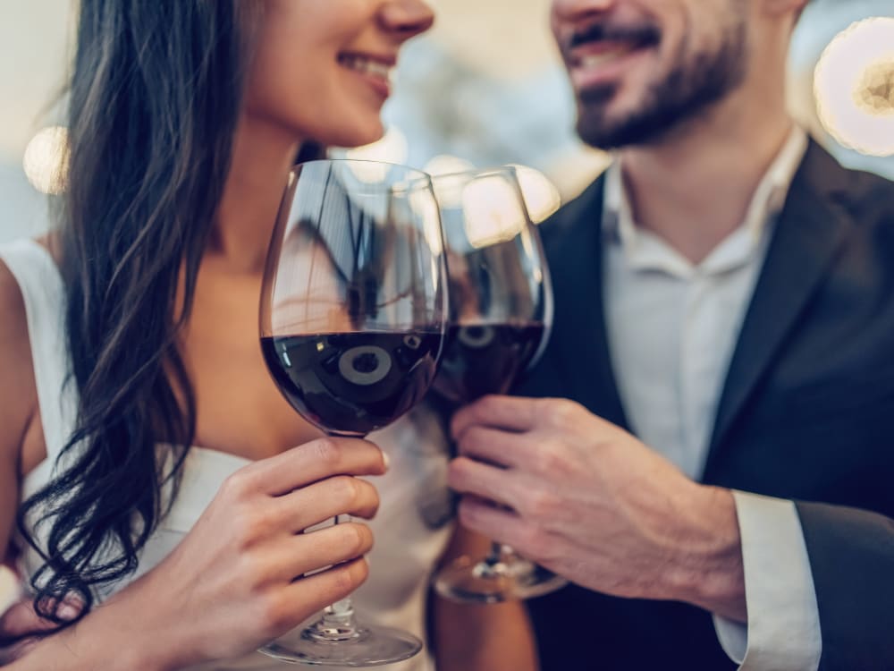 Couple drinking wine near The Palms on Scottsdale in Tempe, Arizona