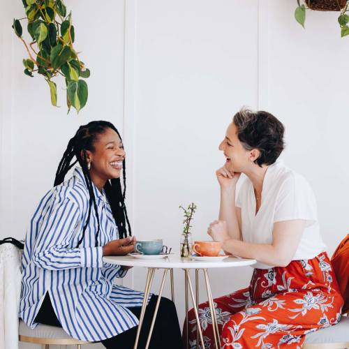Residents chitchatting at Schroeder Square Apartments in Madison, Wisconsin