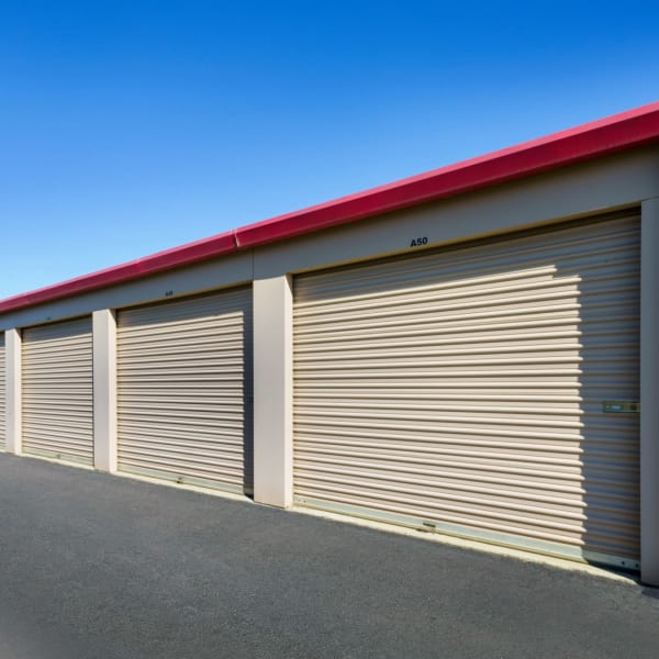 Outdoor storage units at StorQuest Self Storage in Los Banos, California