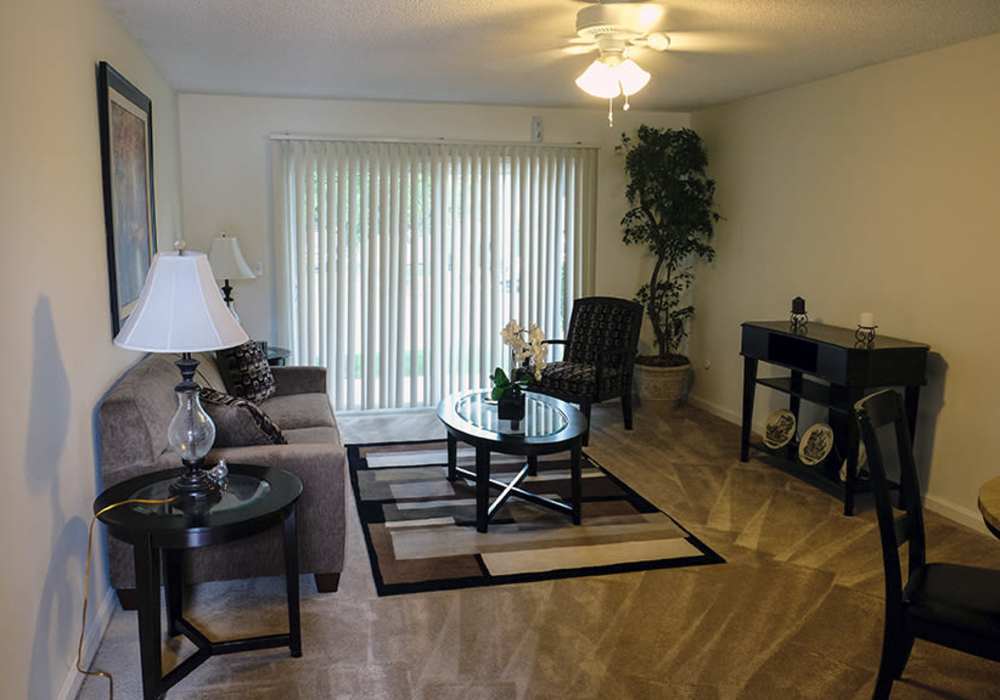 Apartment living area at The Hills in San Diego, California