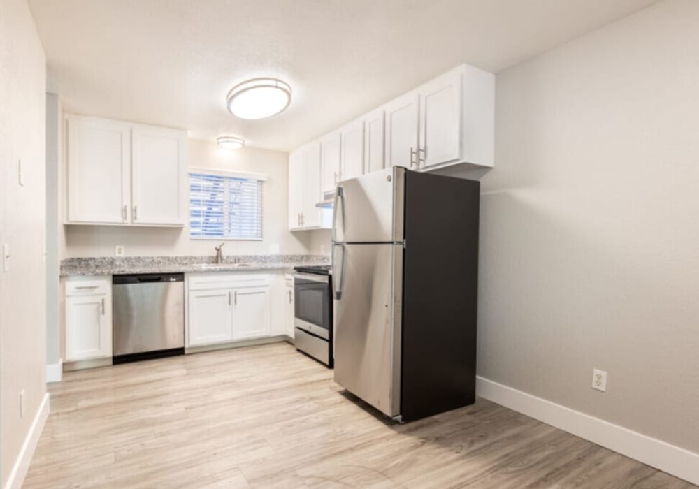 Kitchen with white cabinets at Alderwood in Ukiah, California