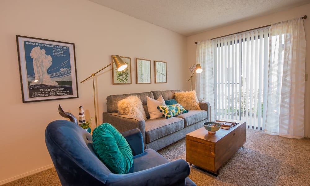 Living room at Silver Springs Apartments in Wichita, Kansas
