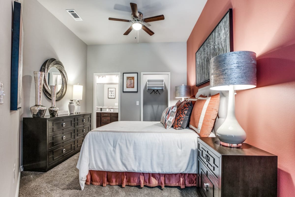 Apartment bedroom at Capitol at Stonebriar in Frisco, Texas
