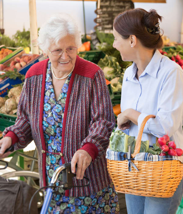 Resident shopping with care taker near The Retreat at Fishersville in Stuarts Draft, Virginia