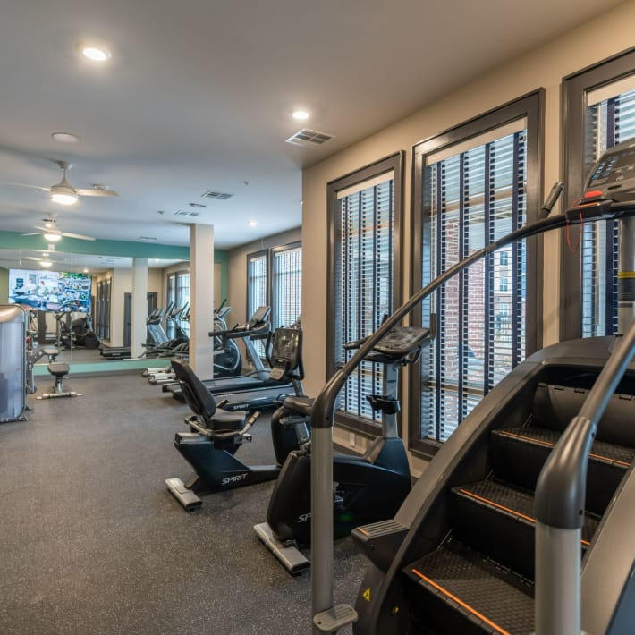 Fitness center at Attain at Harbour View, Suffolk, Virginia