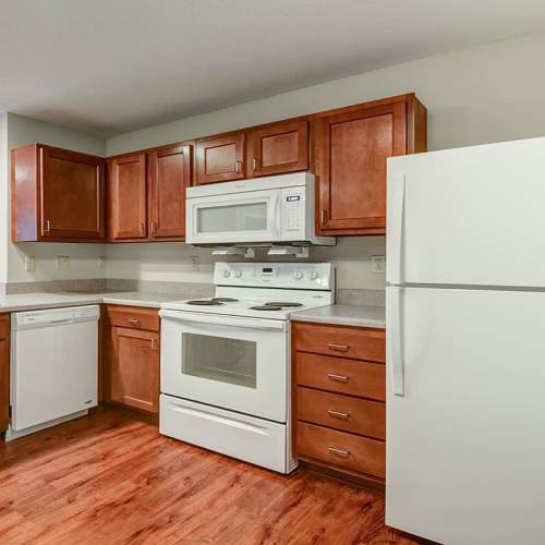 Dishwasher and range in the kitchen at Pringle House Senior Living in Buckhannon, West Virginia