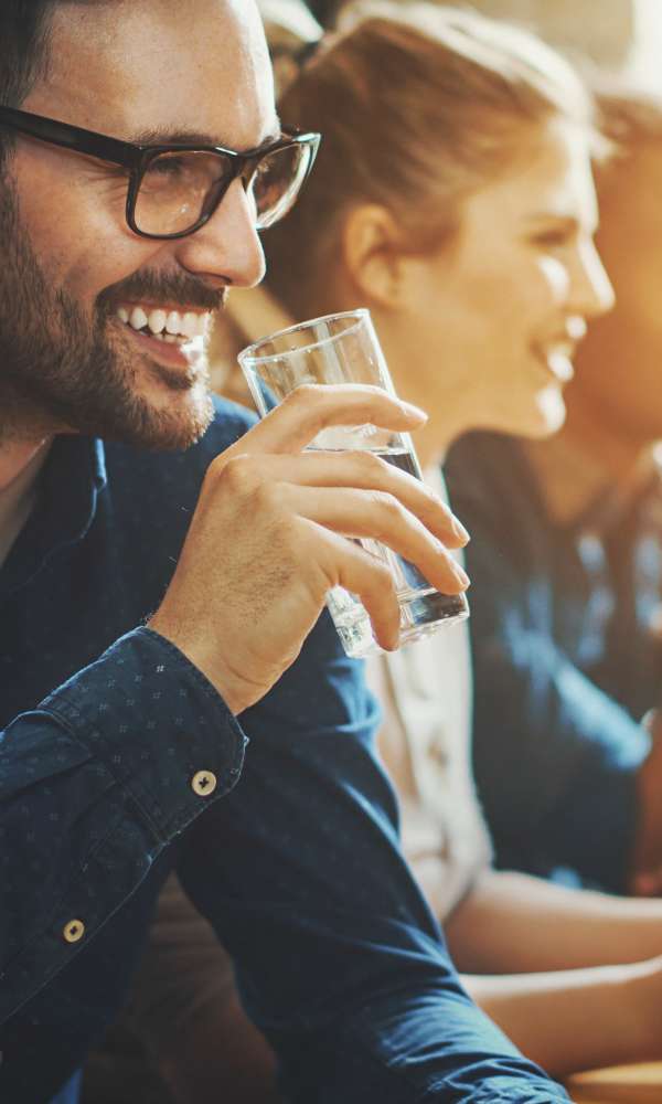 Residents having meal nearby The Abbey on Lake Wyndemere in The Woodlands, Texas