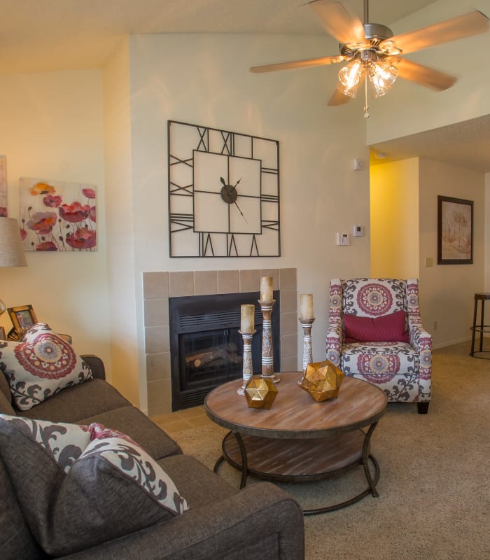 Spacious living room with large windows at Chardonnay in Tulsa, Oklahoma