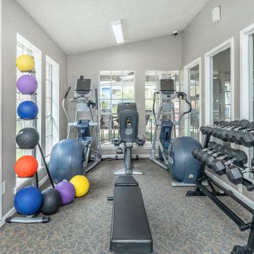 Gym at Harbour Landing Apartments in Corpus Christi, Texas