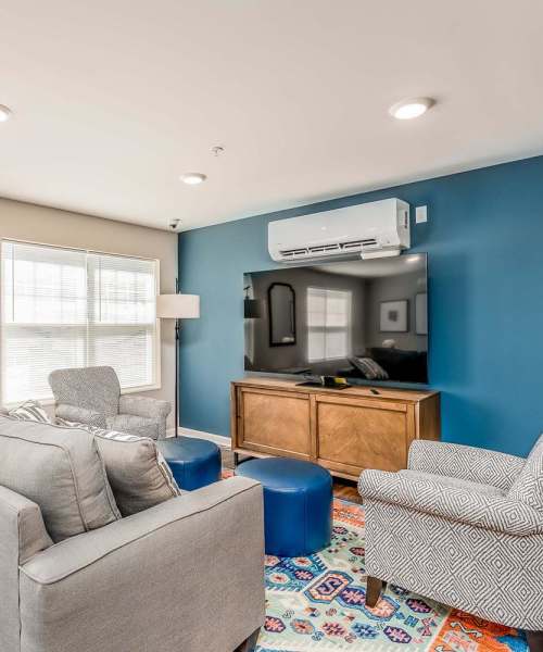 Community living room at Owens Greene in Wheeling, West Virginia