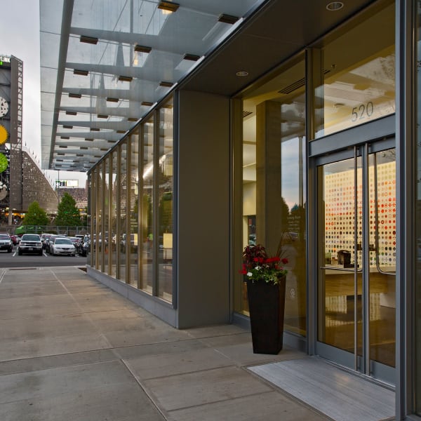 Front entrance to The Wave at Stadium Place in Seattle, Washington