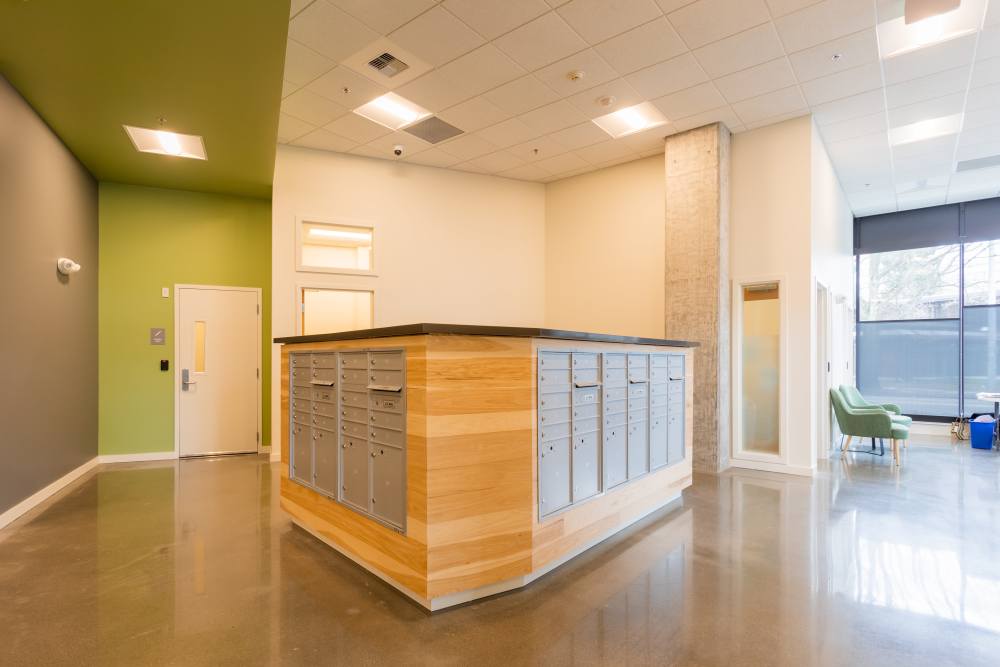 Mail room at Gardner House in Seattle, Washington