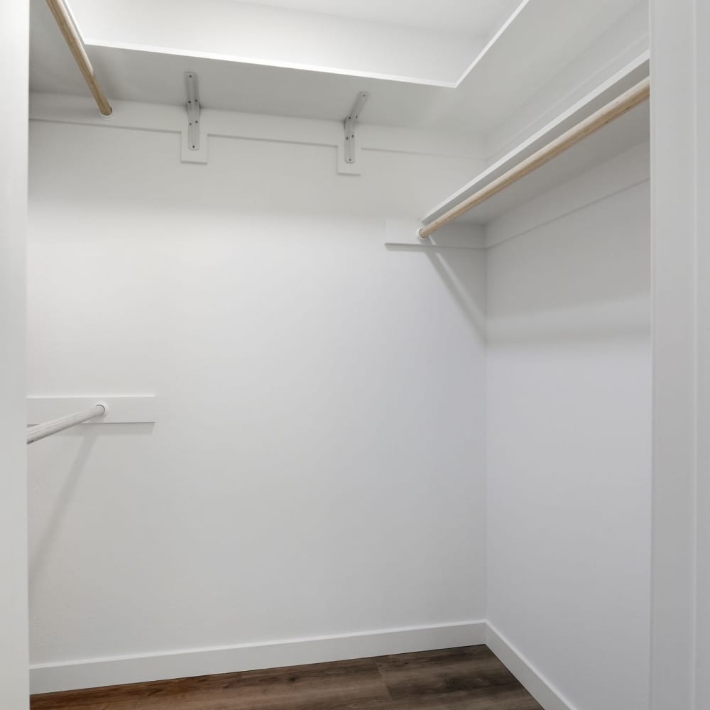 Spacious walk-in closet at Fayette Arms Apartments in Mountain View, California, 