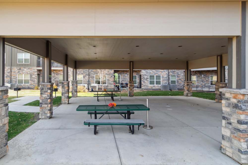 Outdoor amenity space at Villas At Mesa Ridge in Fountain,Colorado