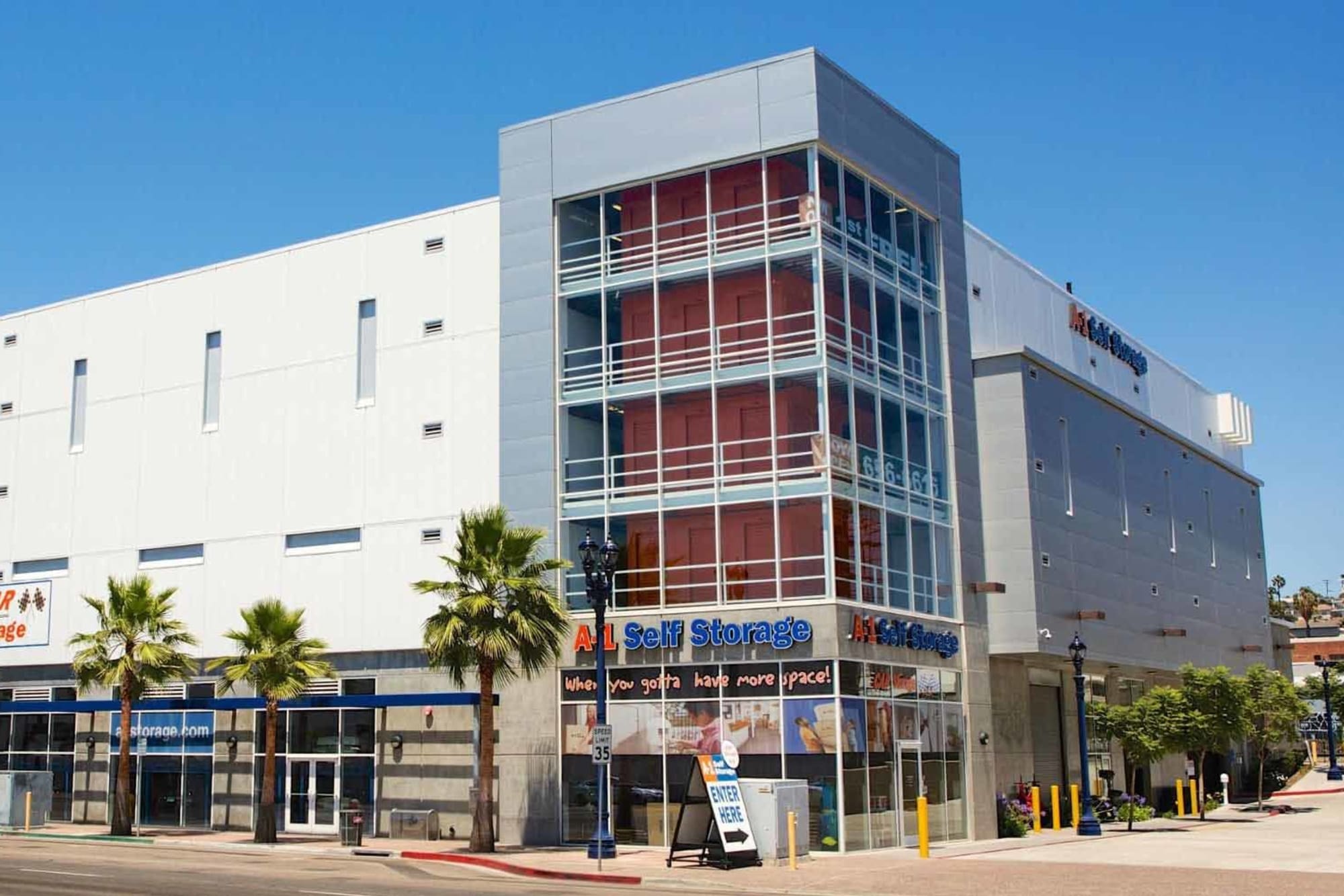 The front entrance to A-1 Self Storage in San Diego, California