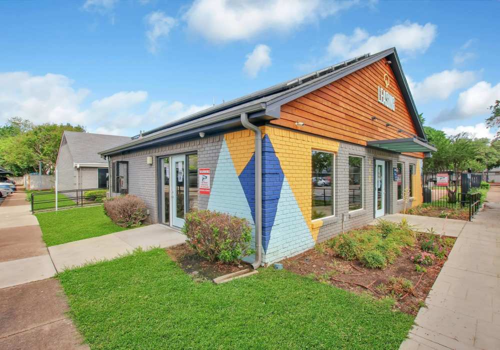 Beautiful leasing center with spacious courtyard at Parkwyn Townhomes in North Richland Hills,Texas