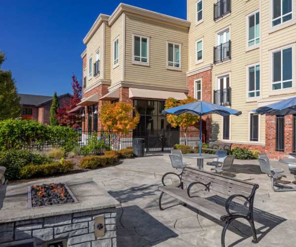 Courtyard at Bell Tower at Old Town Square in Wilsonville, Oregon