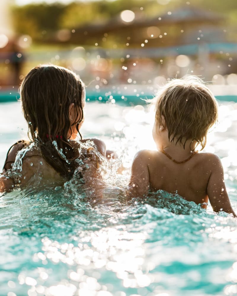 Rendering residents playing on the pool at The Riverview in Charleston, South Carolina