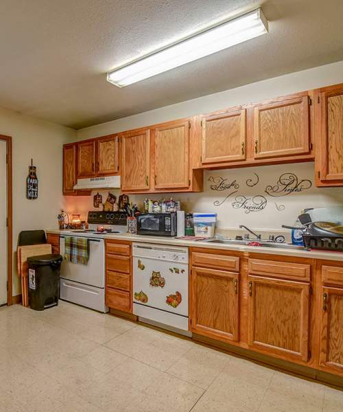 kitchen in with white appliances at Yellowbud Place in Moorefield, West Virginia