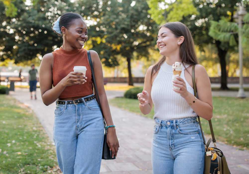 Friends enjoying ice cream near Redwood in San Marcos, Texas