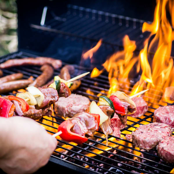 Outdoor kitchen with grills at The Collection at American Tobacco Center, Richmond, Virginia