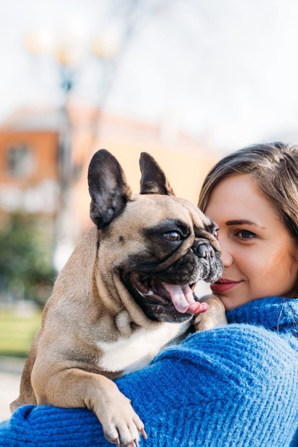 Happy dog with his owner going on a walk near Audubon Village in Bridge City, Louisiana