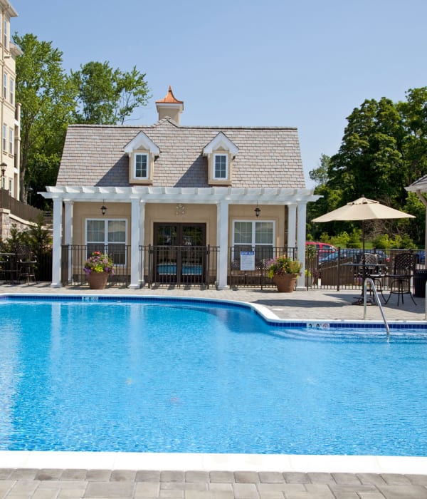 Beach ball floating in Presidential Place Apartments's swimming pool in Lebanon, New Jersey