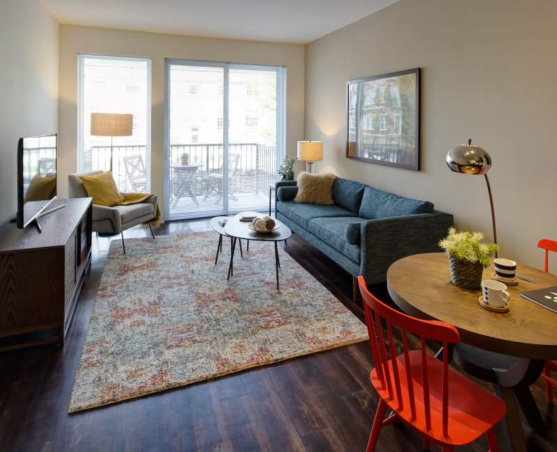 Living Room at Courthouse Square Apartments in Wheaton, Illinois