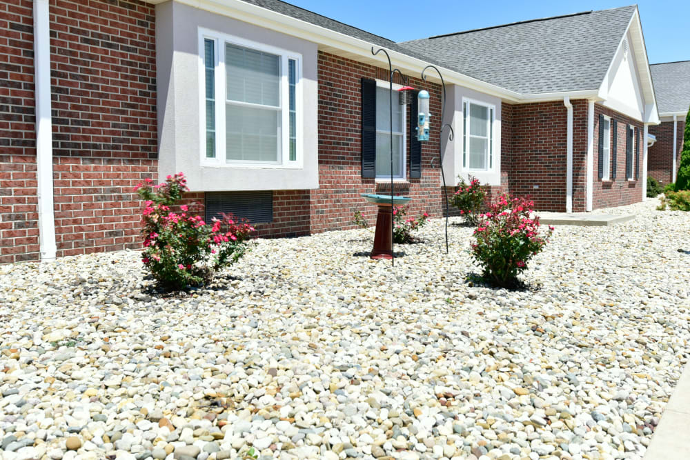 Outside garden area at Garden Place Waterloo in Waterloo, Illinois. 