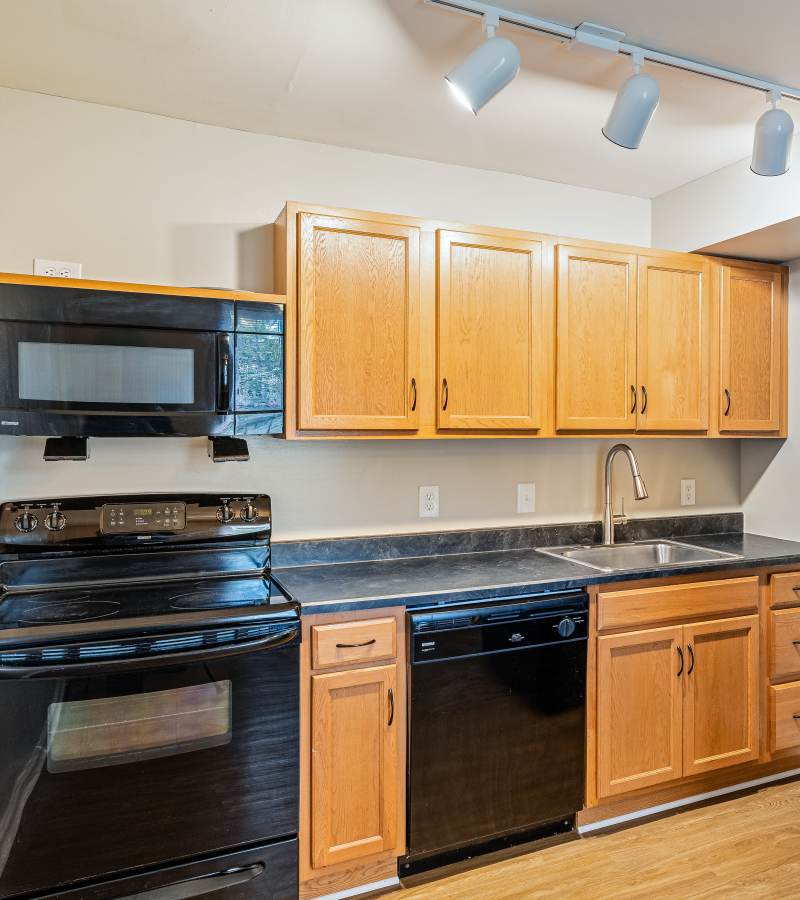 Model kitchen at Villas at Southern Ridge in Charlottesville, Virginia