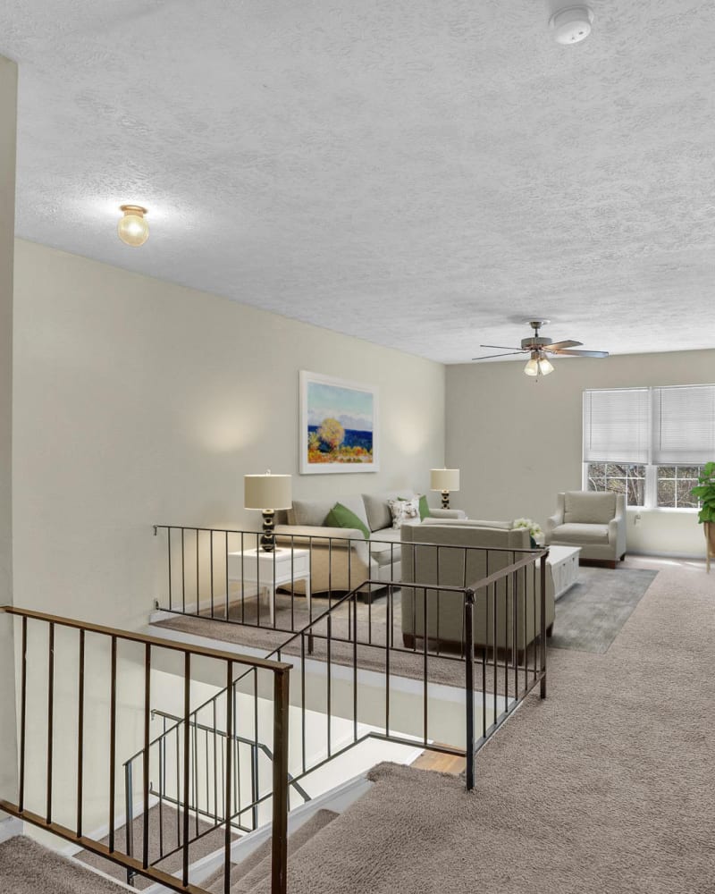 A welcoming, furnished apartment living room at Retreat at Ragan Park in Macon, Georgia