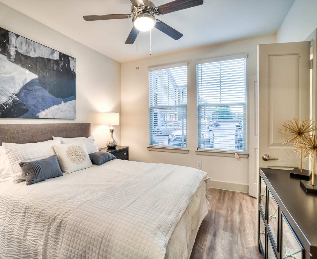 Bedroom at Milwee Street Apartments in Houston. TX