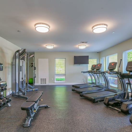 Well equipped fitness center at Hamilton Place in Pittsburgh, Pennsylvania