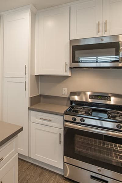 Kitchen with stainless-steel appliances at The Retreat at Thousand Oaks, Thousand Oaks, California