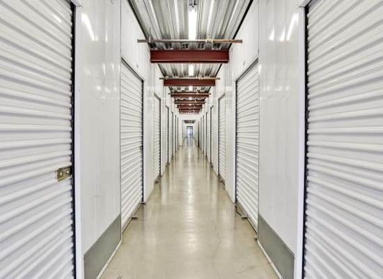 Clean hallways through self storage units at A-1 Self Storage in San Jose, California