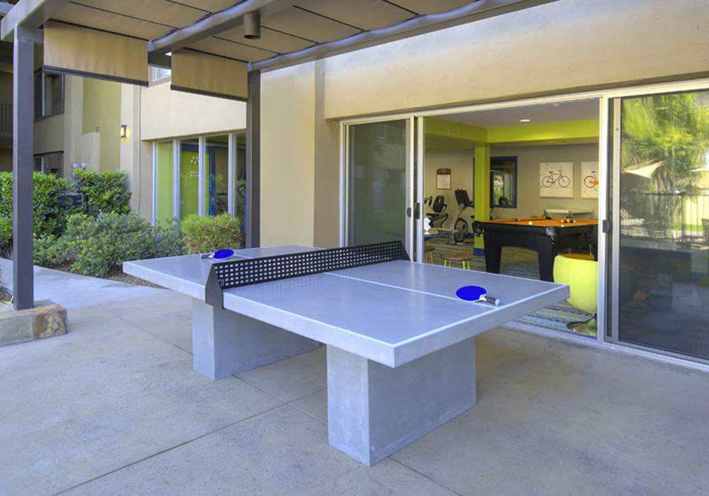 Outdoor table tennis at UCE Apartment Homes in Fullerton, California