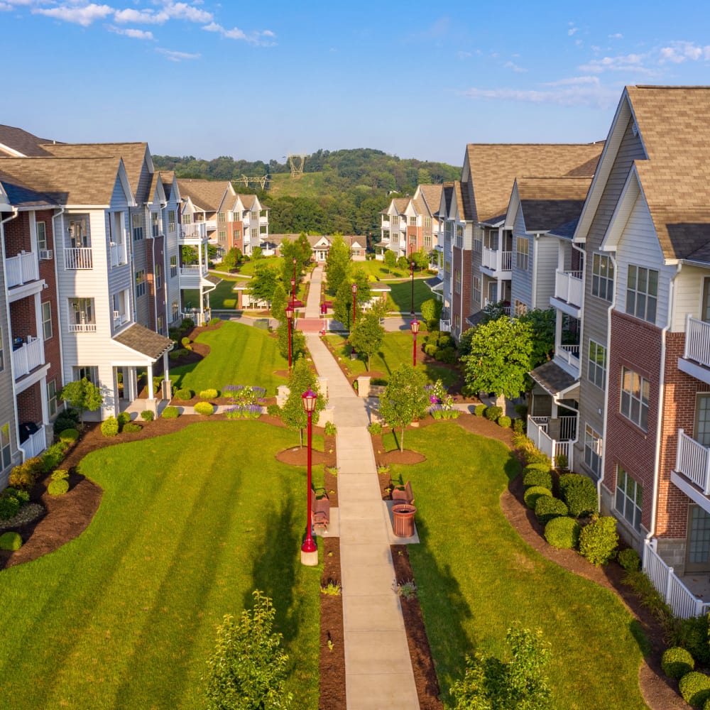 Lush green landscaping at Chatham Commons, Cranberry Township, Pennsylvania